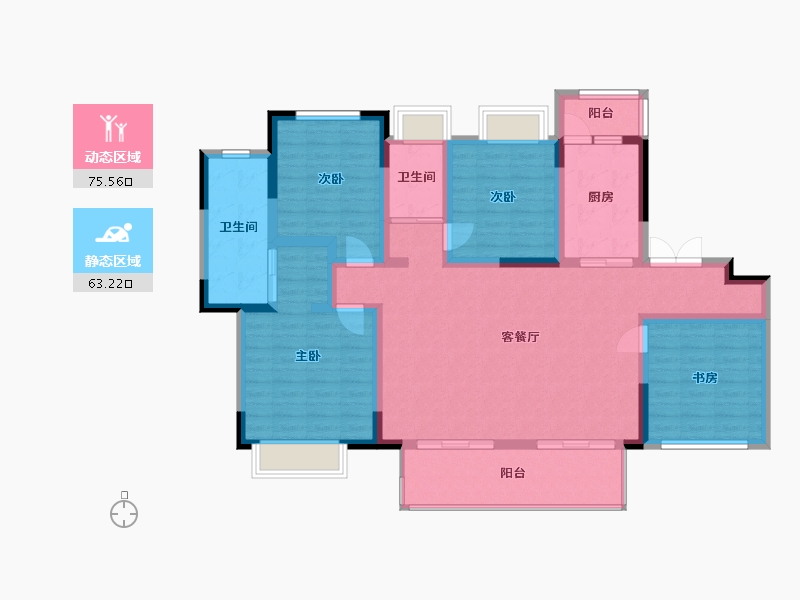 四川省-雅安市-君临156-136.00-户型库-动静分区