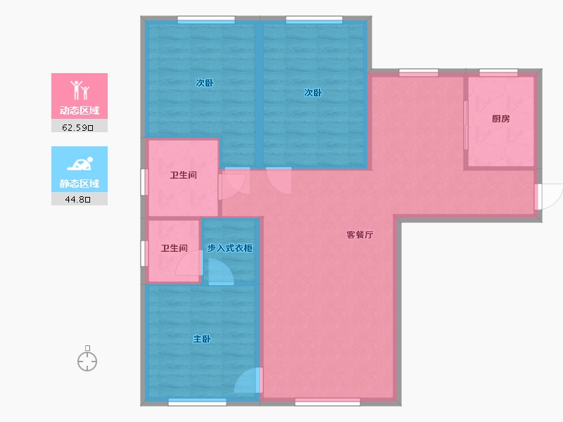 新疆维吾尔自治区-乌鲁木齐市-盈科·金橡五道-109.00-户型库-动静分区