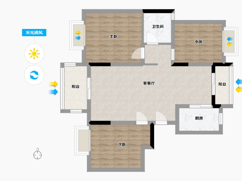 江西省-南昌市-保利・蓝海嘉居-83.40-户型库-采光通风