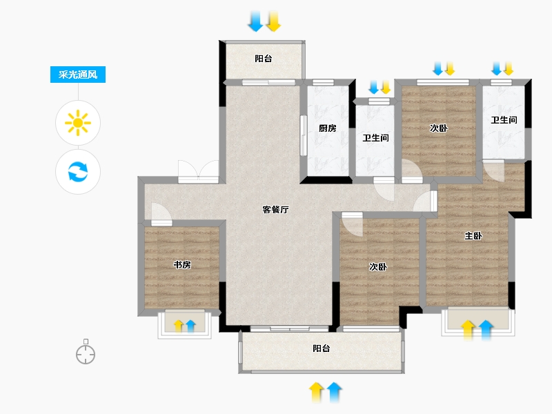 四川省-雅安市-君临148-128.00-户型库-采光通风