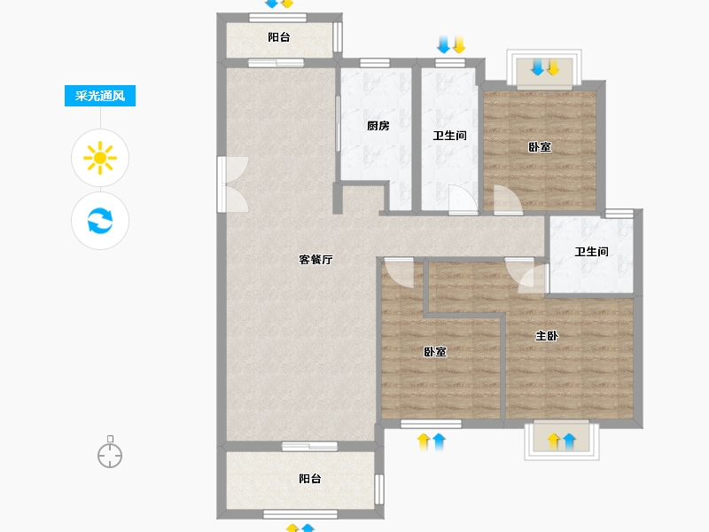 江西省-南昌市-新建城-107.00-户型库-采光通风