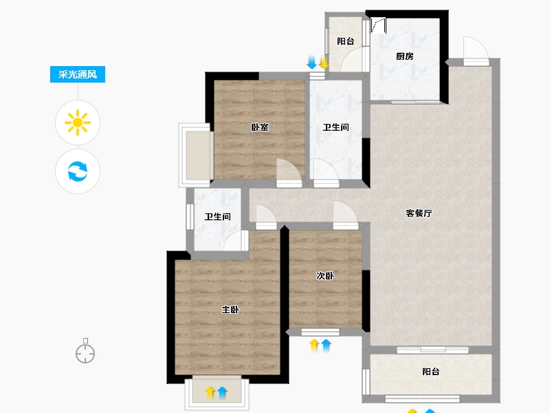 广东省-东莞市-御江一号-80.00-户型库-采光通风