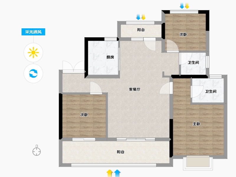 青海省-西宁市-万达125平方新中式-100.00-户型库-采光通风