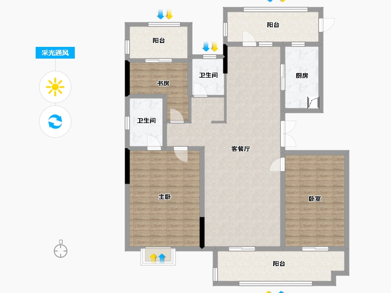 河南省-信阳市-信和江南里-147.00-户型库-采光通风