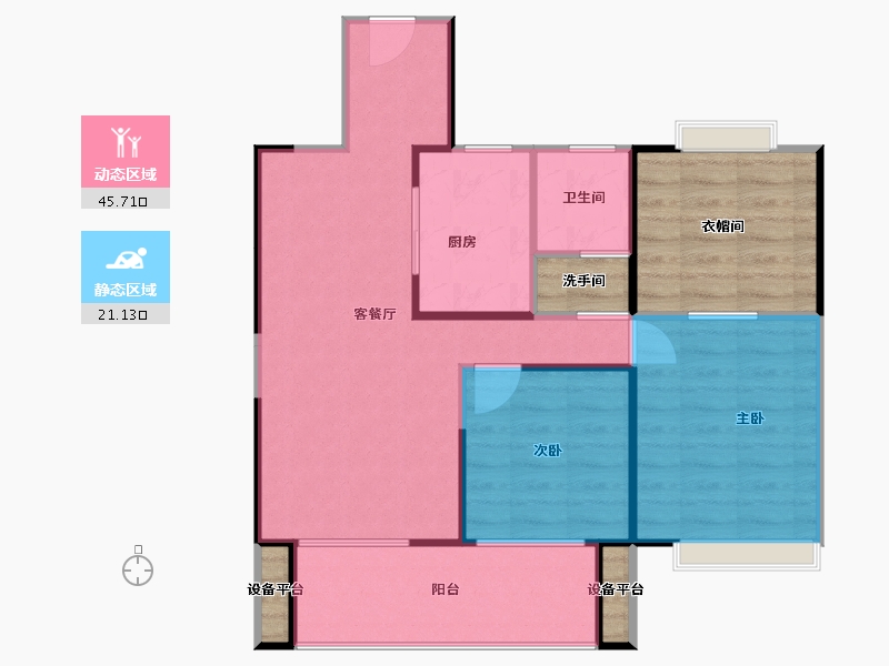 河南省-漯河市-昌建五悦里观璟-73.36-户型库-动静分区