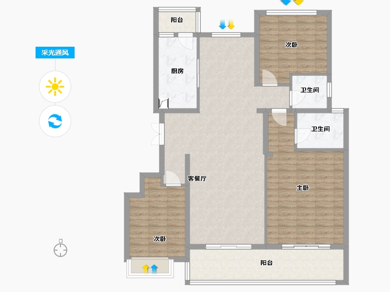 安徽省-合肥市-琥珀东华府-122.00-户型库-采光通风