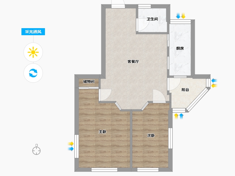 天津-天津市-园荫北里-60.00-户型库-采光通风