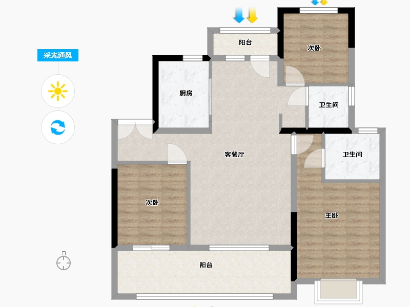 青海省-西宁市-万达125平方-100.00-户型库-采光通风