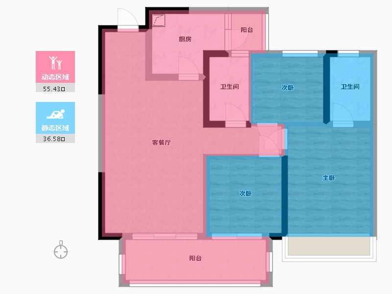 贵州省-遵义市-金科礼悦东方-88.00-户型库-动静分区