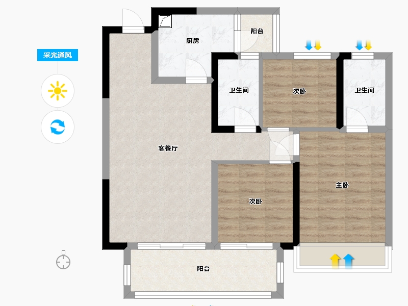 贵州省-遵义市-金科礼悦东方-88.00-户型库-采光通风