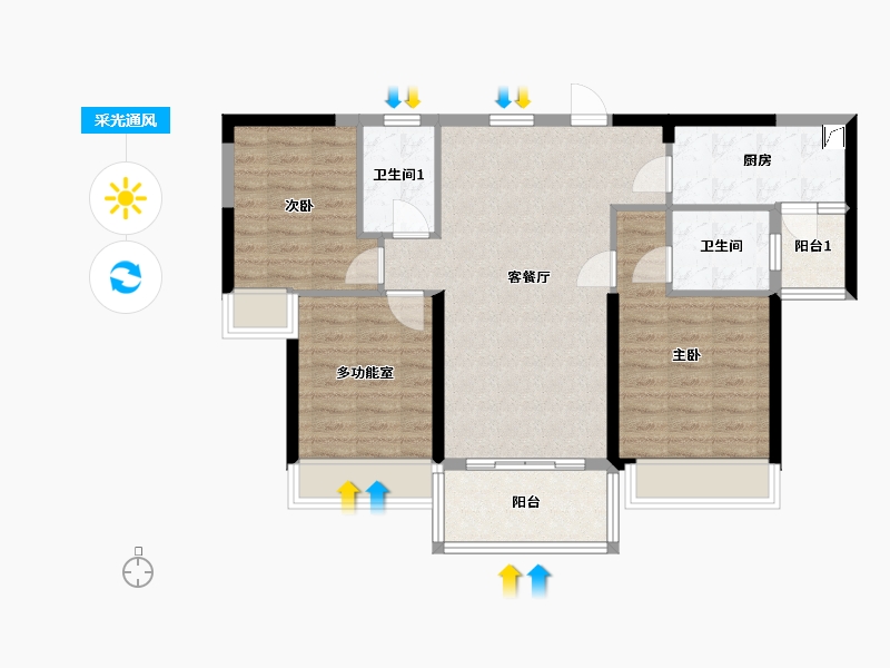 广西壮族自治区-桂林市-溪岸枫景-110.00-户型库-采光通风