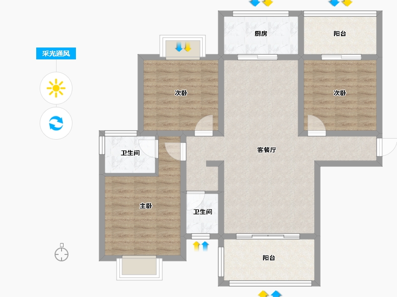 贵州省-黔西南布依族苗族自治州-锦绣南城-90.00-户型库-采光通风