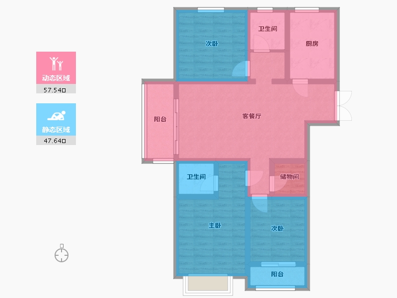 河南省-濮阳市-张塘坊社区-98.40-户型库-动静分区