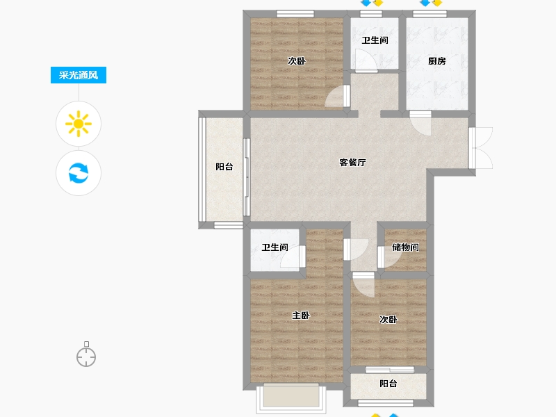 河南省-濮阳市-张塘坊社区-98.40-户型库-采光通风