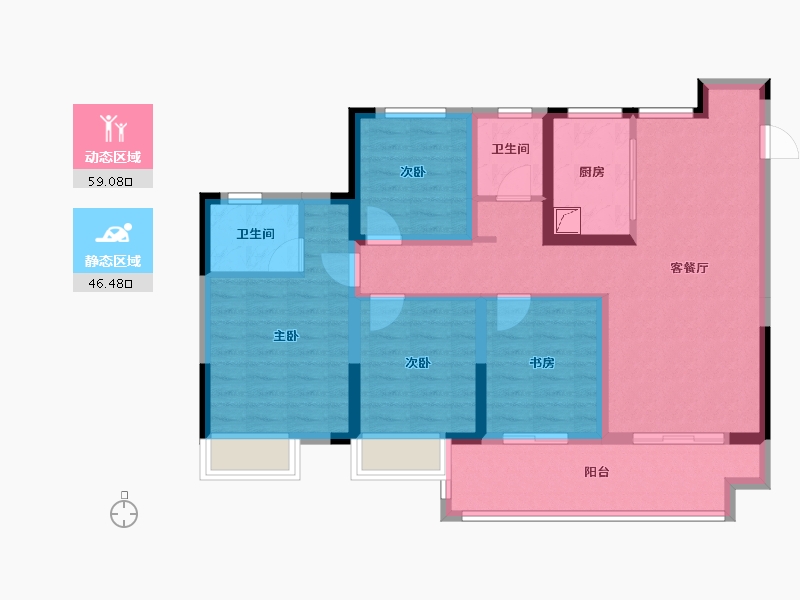 安徽省-淮南市-南山名邸-105.21-户型库-动静分区