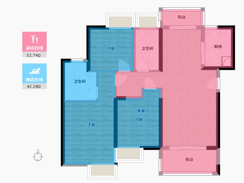 湖北省-武汉市-福星惠誉东湖城四期-89.53-户型库-动静分区