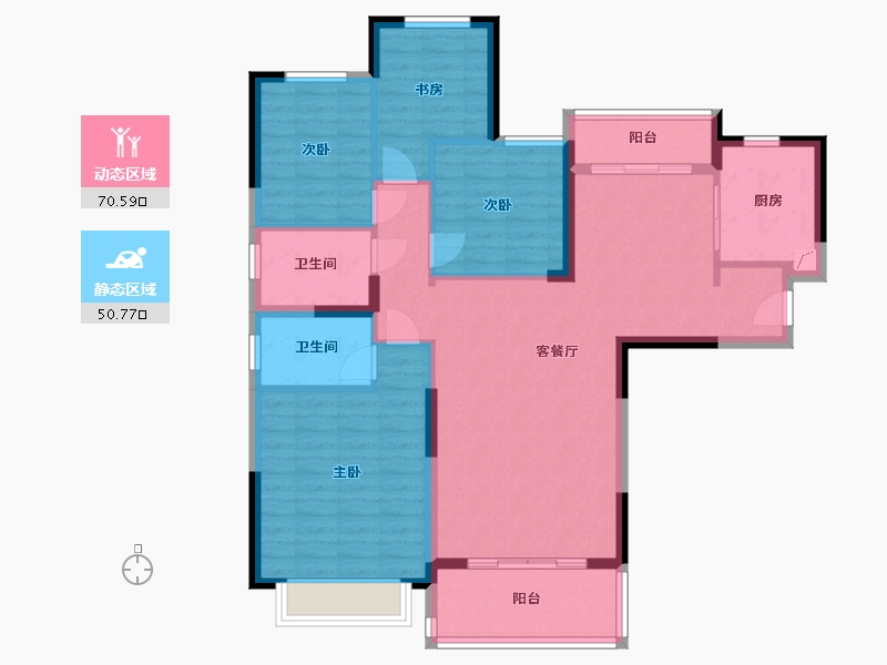 内蒙古自治区-包头市-武汉恒大御府-115.00-户型库-动静分区