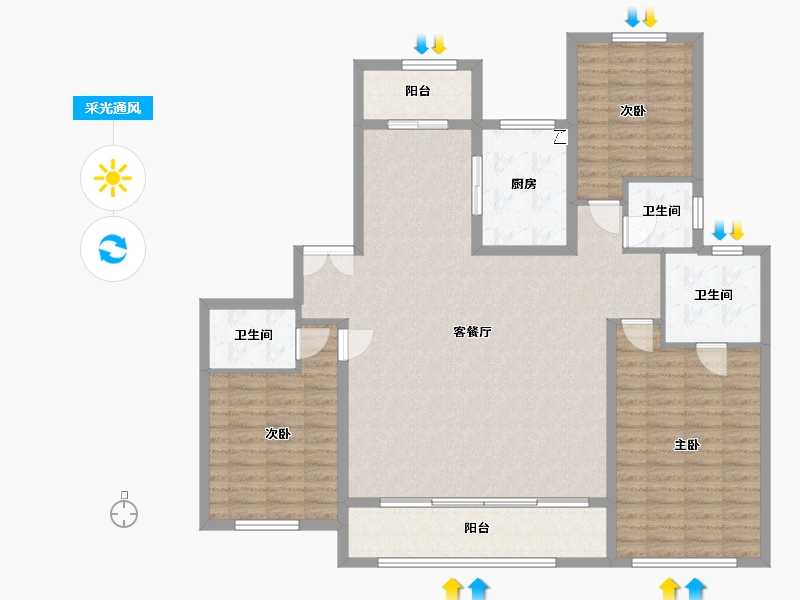 甘肃省-兰州市-兰石豪布斯卡瀚园-146.00-户型库-采光通风