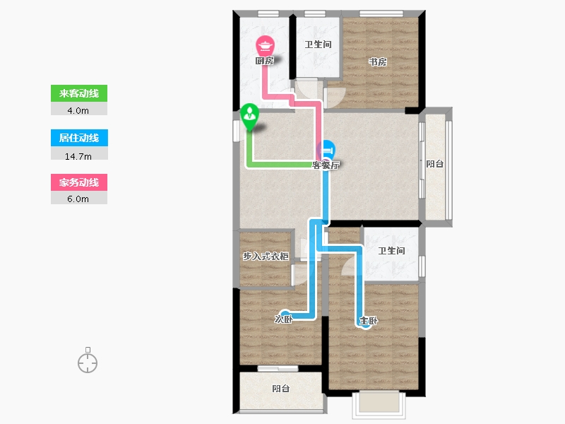 湖北省-武汉市-汉悦府·坤璟-96.00-户型库-动静线