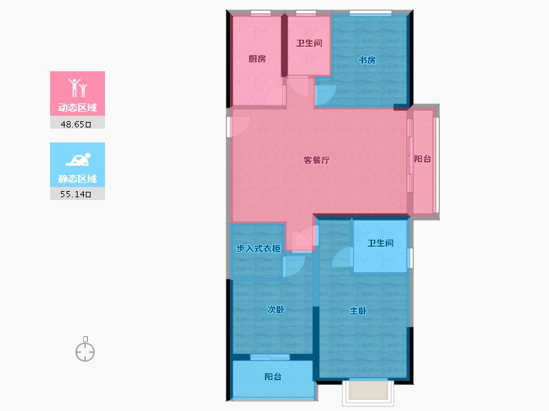 湖北省-武汉市-汉悦府·坤璟-96.00-户型库-动静分区