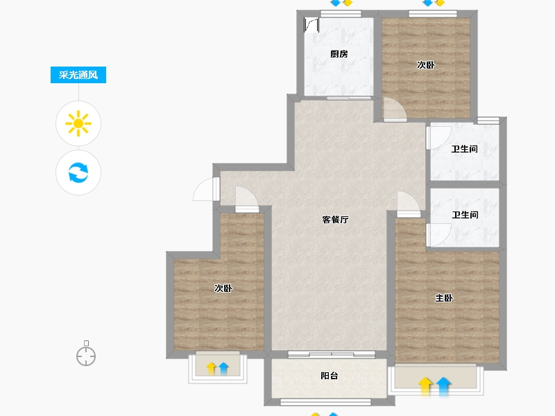 山东省-德州市-惠宁清华园-95.00-户型库-采光通风