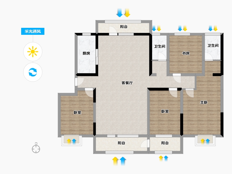 山东省-滨州市-香驰嘉苑-160.00-户型库-采光通风