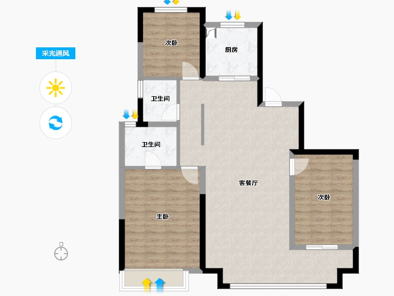 山东省-潍坊市-大都会-109.00-户型库-采光通风