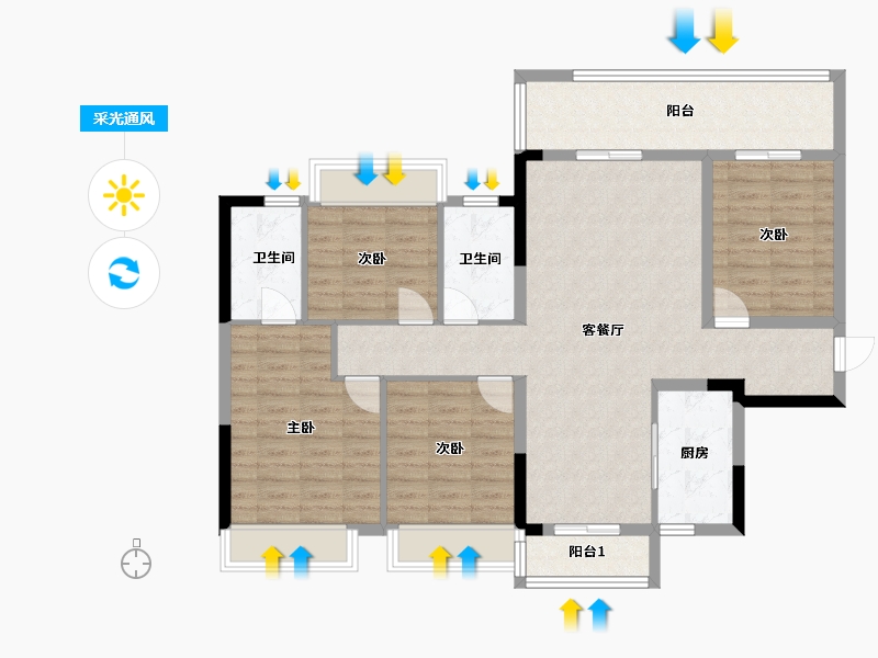 广西壮族自治区-桂林市-桂林融创文旅城-109.00-户型库-采光通风