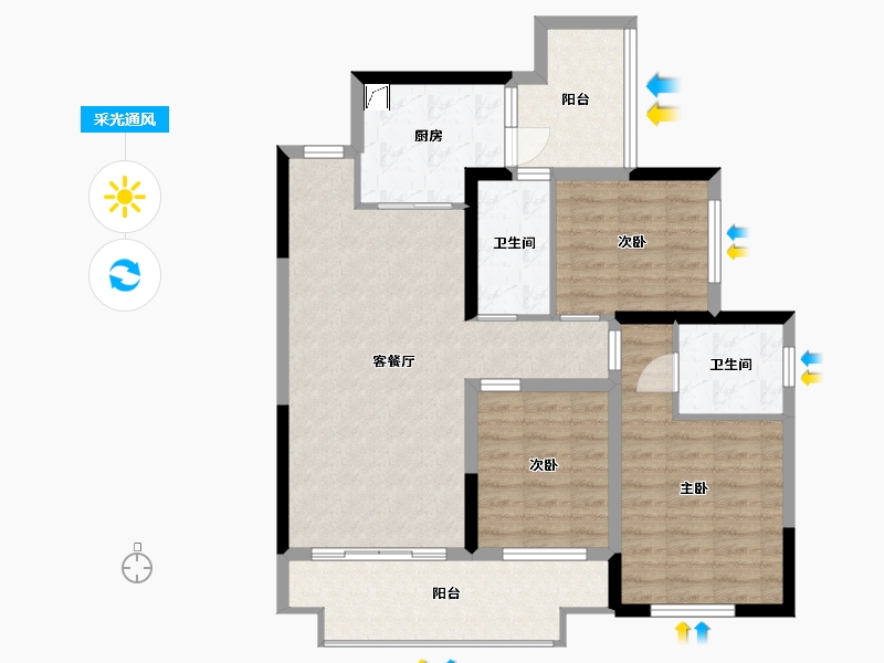 广西壮族自治区-桂林市-花样年麓湖国际社区-75.00-户型库-采光通风