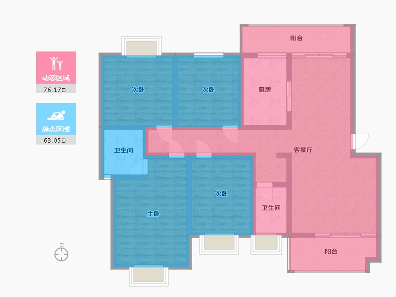 贵州省-黔东南苗族侗族自治州-剑河滨江花园-133.00-户型库-动静分区