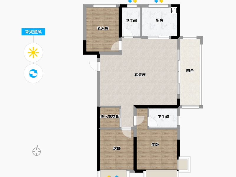 湖北省-荆州市-保利公园壹号-130.00-户型库-采光通风