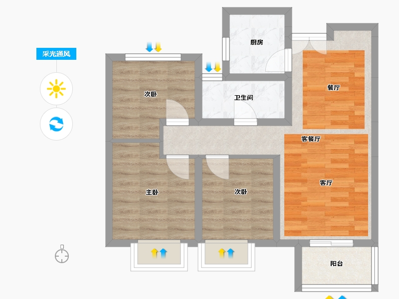 河南省-郑州市-永丰乐城-72.00-户型库-采光通风