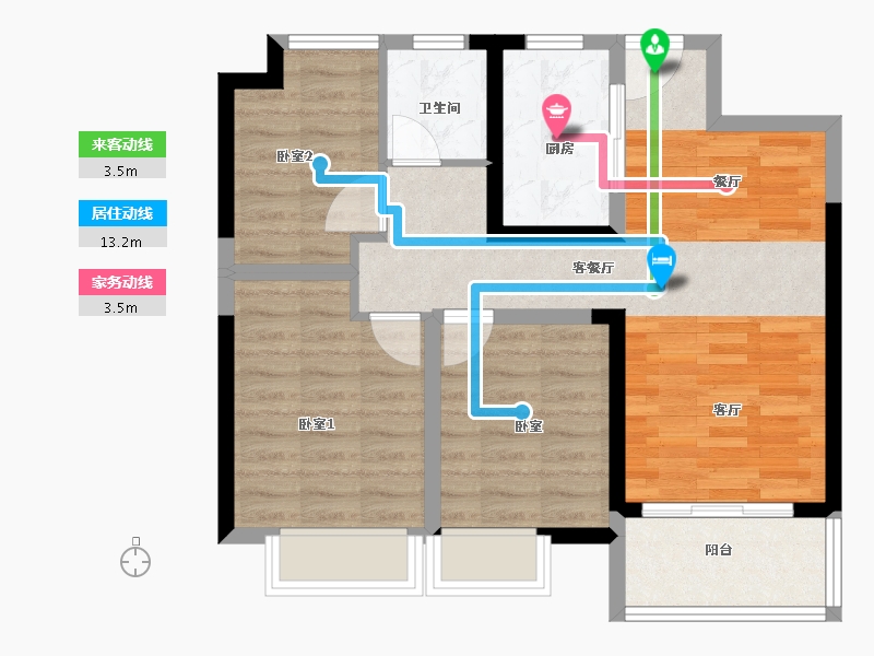 广东省-惠州市-新力珑湾-70.19-户型库-动静线