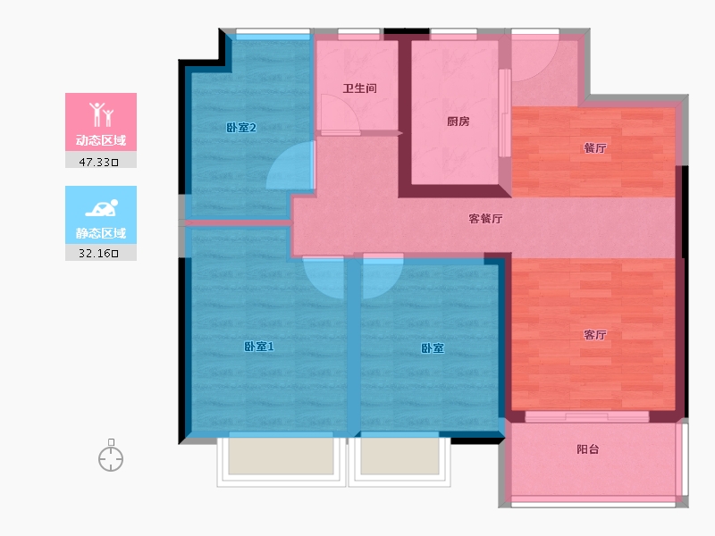 广东省-惠州市-新力珑湾-70.19-户型库-动静分区