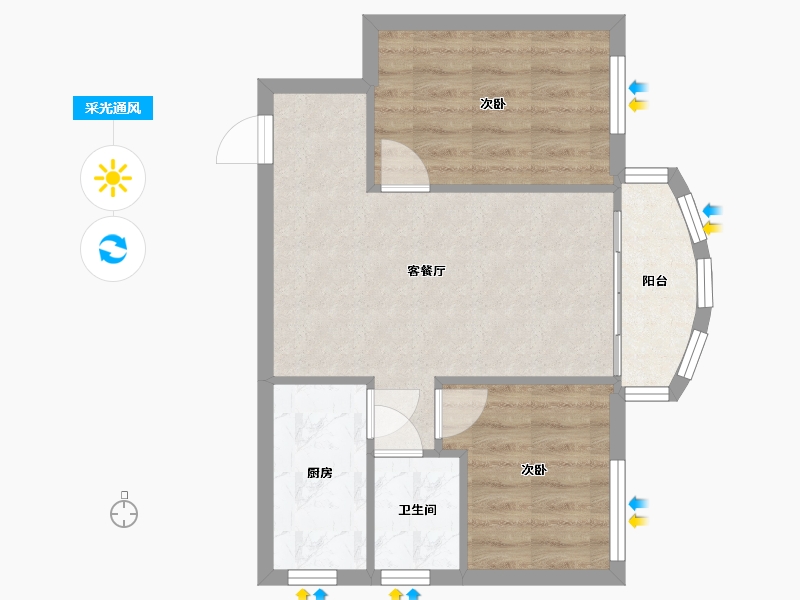 广东省-广州市-金碧花园-54.45-户型库-采光通风