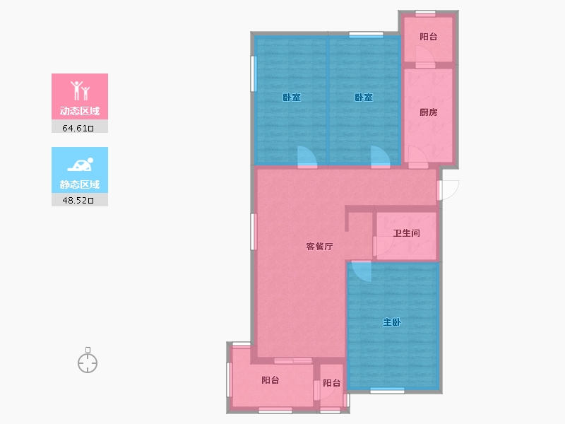 北京-北京市-龙禧苑-105.56-户型库-动静分区