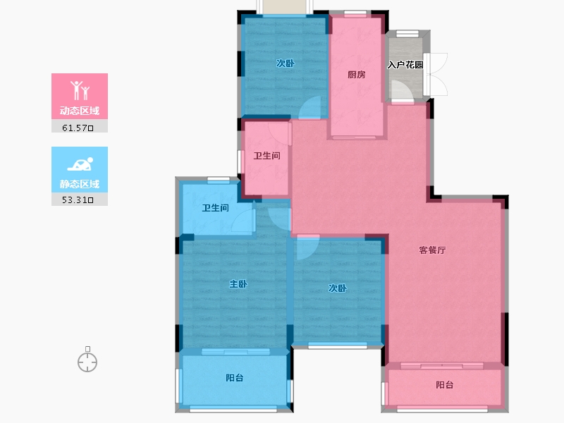 重庆-重庆市-万州恒大御景半岛-106.59-户型库-动静分区