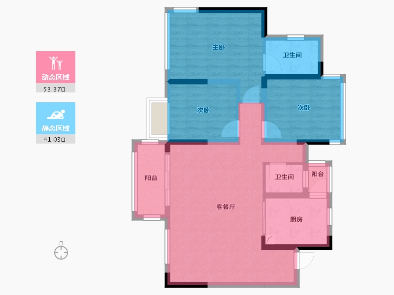 四川省-绵阳市-置信丽都花园城-80.00-户型库-动静分区