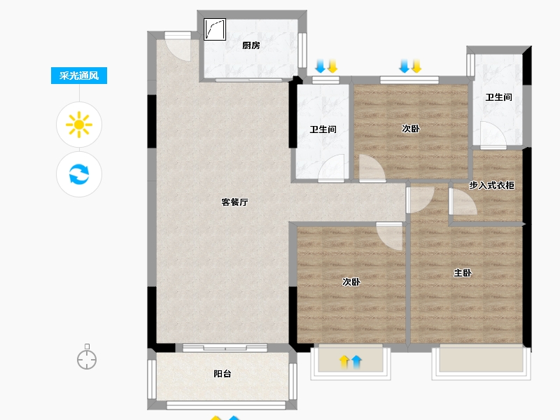 湖北省-荆门市-盛世东方-100.44-户型库-采光通风