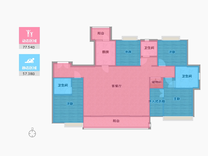 湖北省-武汉市-龙湖春江彼岸-129.00-户型库-动静分区