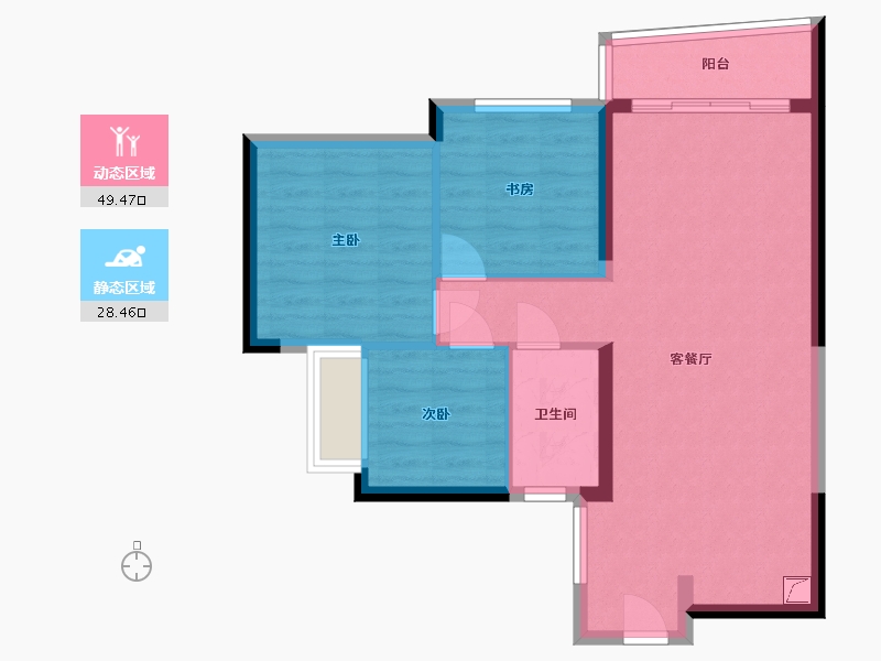 广东省-珠海市-华发国际海岸新澳郡F型-70.00-户型库-动静分区