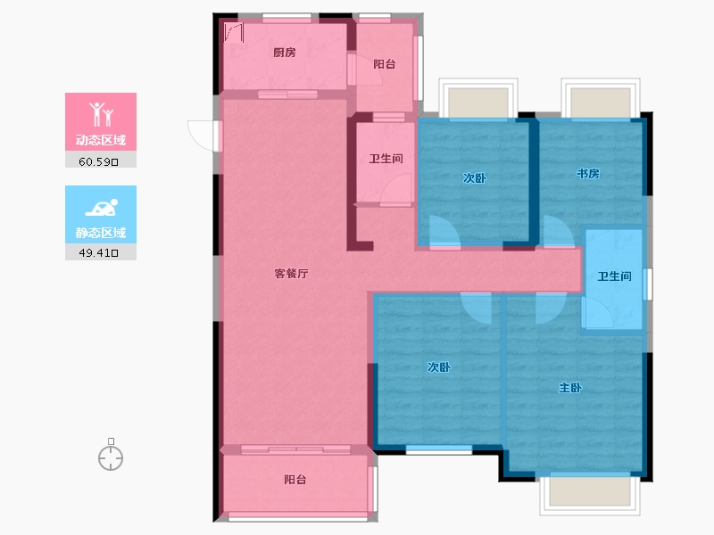 湖北省-咸宁市-绿地城际空间站-103.75-户型库-动静分区