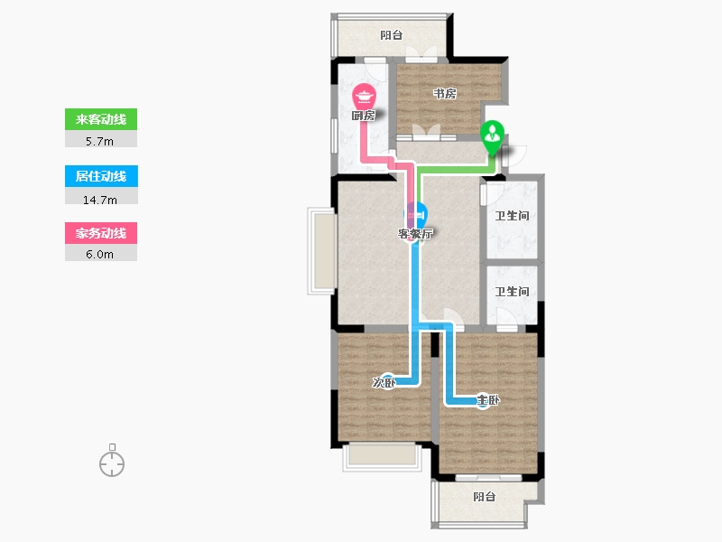 江苏省-南京市-仙霞公寓-105.93-户型库-动静线