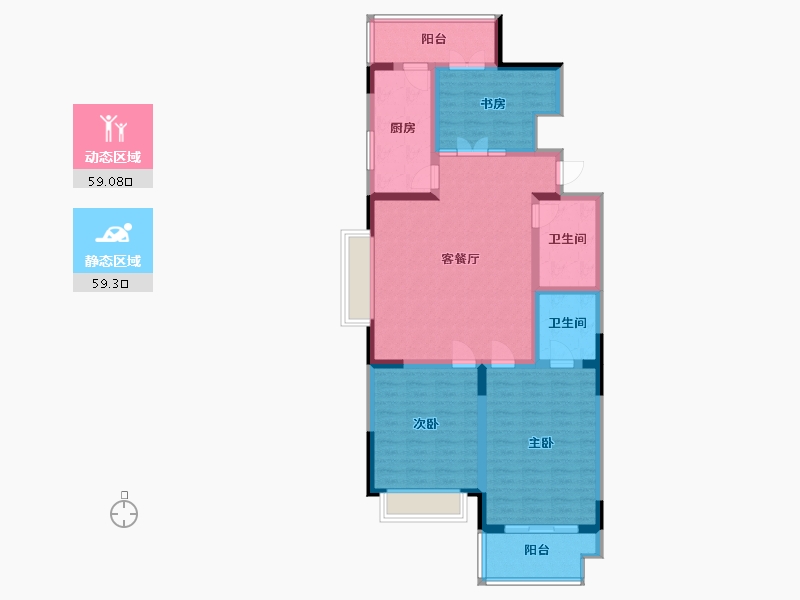 江苏省-南京市-仙霞公寓-105.93-户型库-动静分区