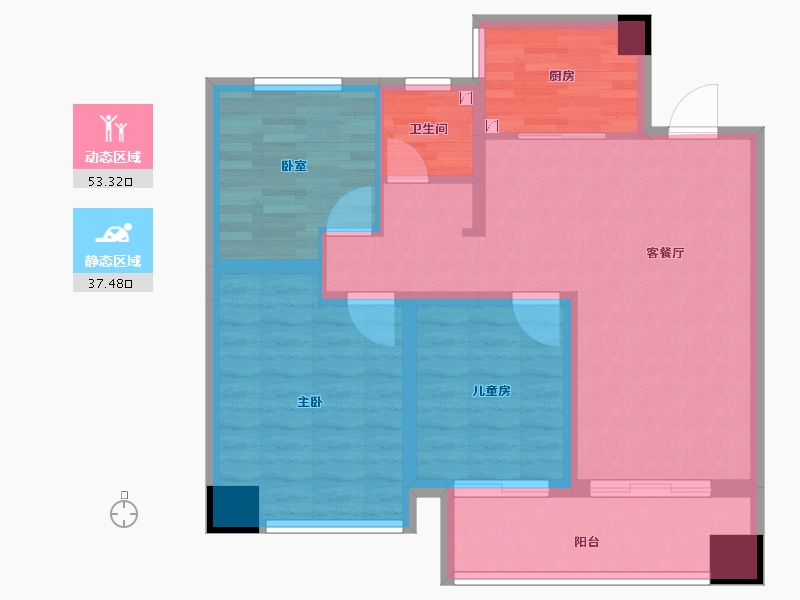 安徽省-蚌埠市-安建尚河源筑-80.13-户型库-动静分区