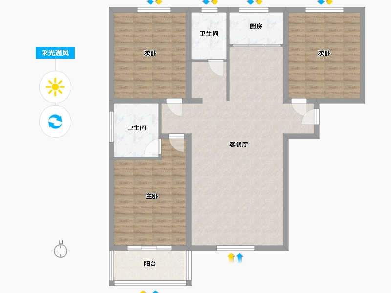 河南省-新乡市-新基鹭苑-120.00-户型库-采光通风