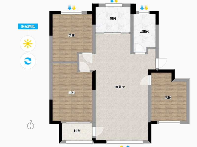 山东省-潍坊市-水韵华庭-90.00-户型库-采光通风