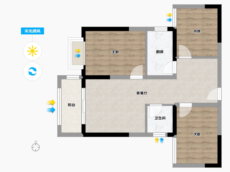 河南省-濮阳市-凤凰城-71.66-户型库-采光通风