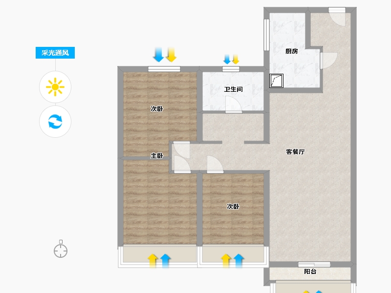 广东省-深圳市-富通·瑞尚居-94.00-户型库-采光通风