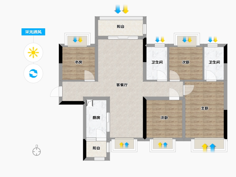 四川省-成都市-雍锦湾-93.25-户型库-采光通风